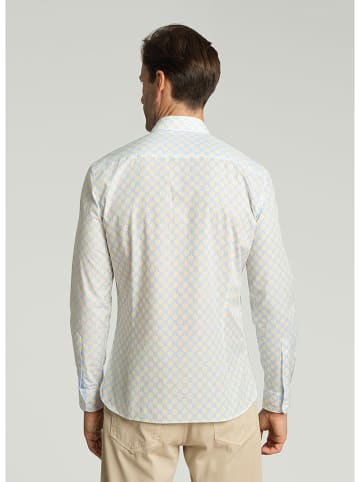 Hackett London Blouse "Daisy Mosaic" - slim fit - lichtblauw