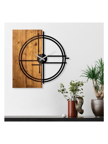 ABERTO DESIGN Zegar ścienny w kolorze jasnobrązowo-czarnym - 56 x 58 cm