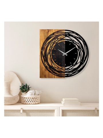 Evila Wandklok zwart/lichtbruin - (B)58 x (H)58 cm