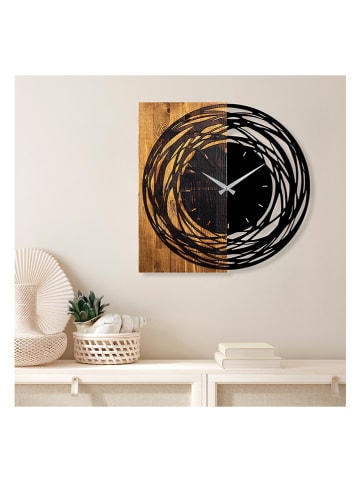 Evila Zegar ścienny w kolorze jasnobrązowo-czarnym - 58 x 58 cm