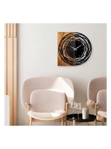 ABERTO DESIGN Zegar ścienny w kolorze czarno-jasnobrązowym - 58 x 58 cm