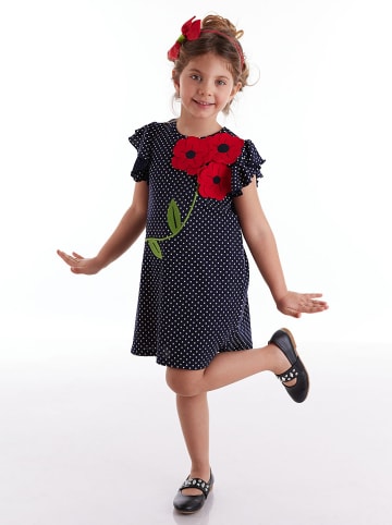 Denokids Jurk donkerblauw/wit/rood