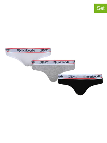 Reebok 3er-Set: Slips "Carina" in Grau/ Weiß/ Schwarz