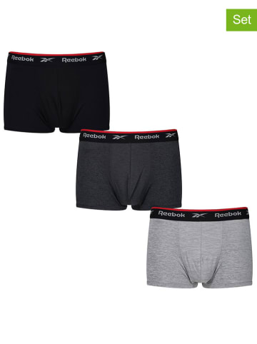 Reebok Bokserki (3 pary) "Redgrave" w kolorze czarno-szarym