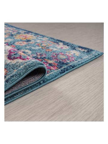 ABERTO DESIGN Laagpolig tapijt "Vintage" blauw/meerkleurig