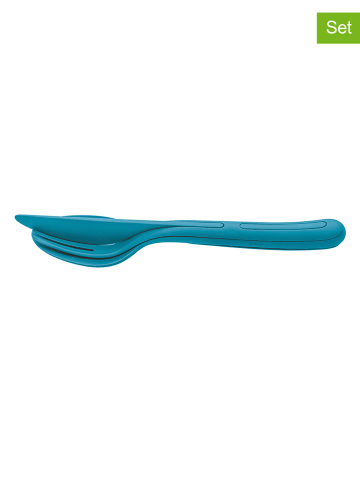 koziol 2er-Set: Besteckset "Klikk" in Blau - (L)22 cm