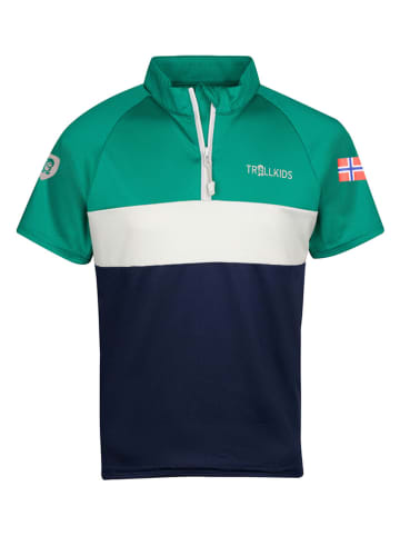 Trollkids Trainingsshirt "Trondheim" in Grün/ Dunkelblau