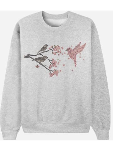 WOOOP Sweatshirt "Blossom Bird" in Grau