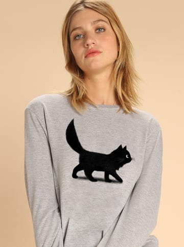WOOOP Sweatshirt "Creeping Cat" in Grau