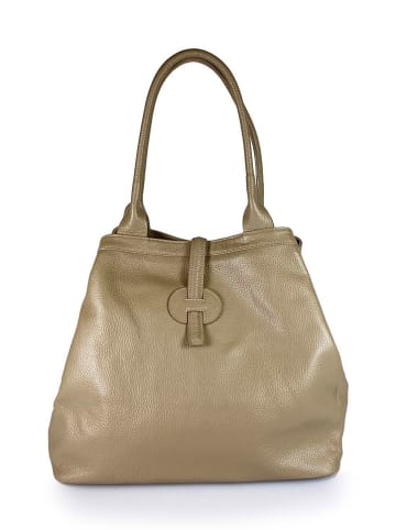 Florence Bags Leder-Shopper "Fr" in Taupe - (B)42 x (H)38 x (T)6 cm