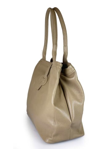 Florence Bags Leder-Shopper "Fr" in Taupe - (B)42 x (H)38 x (T)6 cm