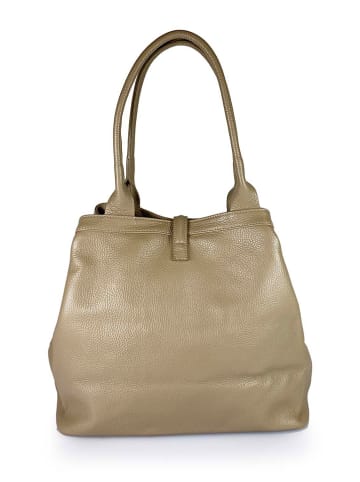 Florence Bags Skórzany shopper bag "Fr" w kolorze szarobrązowym - 42 x 38 x 6 cm