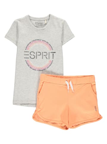 ESPRIT 2tlg. Outfit in Grau/ Orange