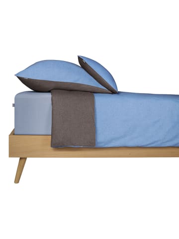 Schiesser Fijnbiber beddengoedset "Doubleface" blauw/grijs