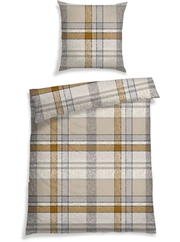 Schiesser Feinbiber-Bettwäsche-Set "Arno" in Beige/ Hellbraun