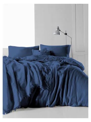 Colorful Cotton Beddengoedset "Müslin Stonewashed" donkerblauw