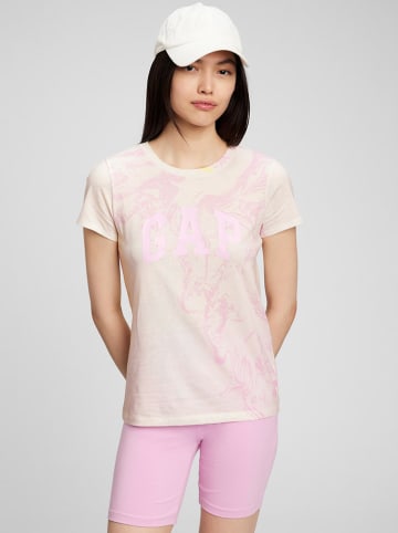GAP Koszulka w kolorze kremowo-różowym ze wzorem