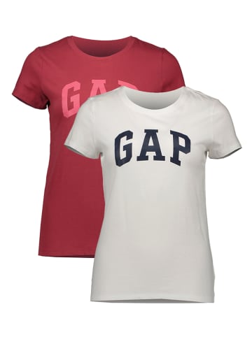 GAP 2er-Set: Shirt in Weiß/ Rot