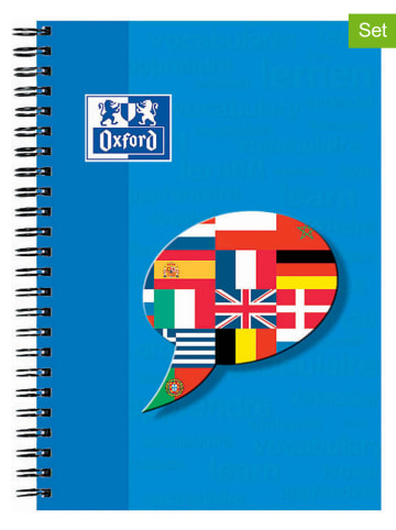 Oxford 5-delige set: taal-collegeblokken blauw/rood - A5