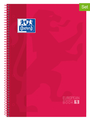 Oxford 2-delige set: collegeblokken "European Book" rood - A4
