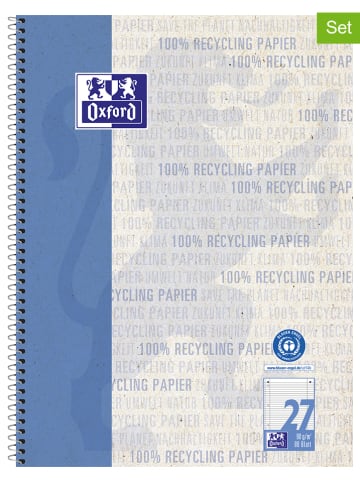 Oxford 2er-Set: Collegeblöcke "Oxford Recycling" in Blau - DIN A4