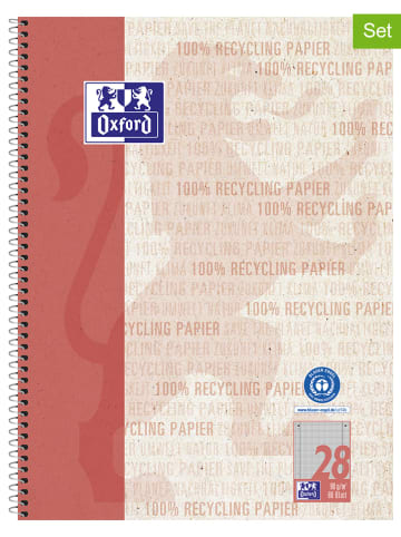 Oxford 5er-Set: Collegeblöcke "Oxford Recycling" in Rot - DIN A4