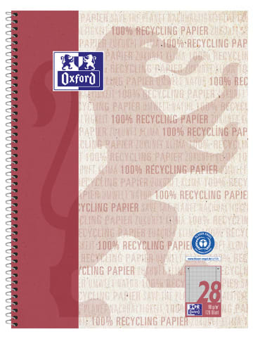 Oxford Kołozeszyt "Oxford Recycling" w kolorze czerwonym - A4