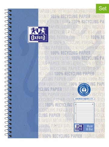 Oxford 5er-Set: Collegeblöcke "Oxford Recycling" in Blau - DIN A5