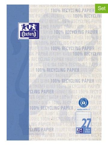 Oxford 5er-Set: Schulblöcke "Oxford Recycling" in Blau - DIN A4
