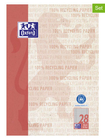 Oxford 5er-Set: Schulblöcke "Oxford Recycling" in Rot - DIN A4