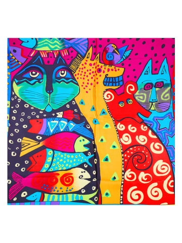 LA CHIQUITA Seiden-Schal in Bunt - (L)90 x (B)90 cm