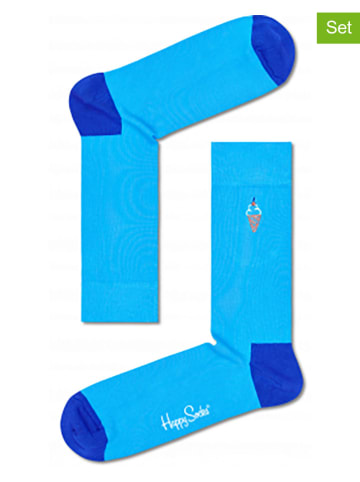 Happy Socks Skarpety (2 pary) "Embroidery Ice Cream" w kolorze niebieskim