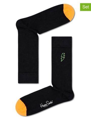 Happy Socks 2-delige set: sokken "Embroidery Lightning" zwart