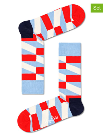 Happy Socks 2-delige set: sokken "Jumbo Filled Optic" lichtblauw/rood