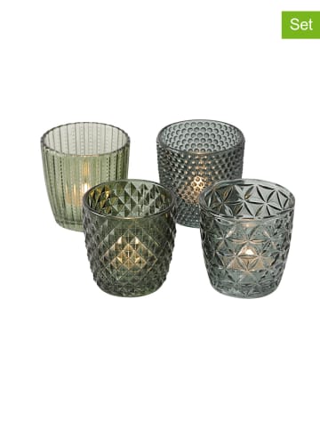 Boltze Świeczniki (4 szt.) "Marilu" w kolorze zielonym - wys. 8 x Ø 4 cm