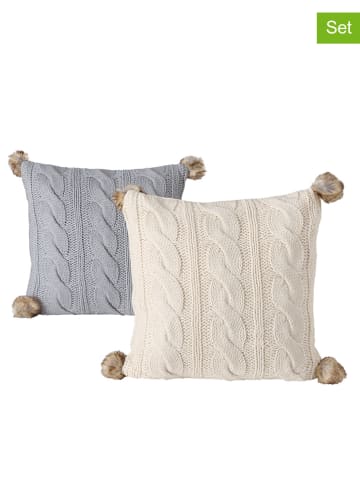Boltze 2-delige set: kussens "Edda" beige/grijs - (L)45 x (B)45 cm