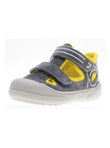 lamino Leren enkelsandalen grijs