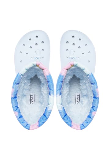 Crocs Kalosze "Classic Lined Neo Puff Tie Dye" w kolorze białym ze wzorem