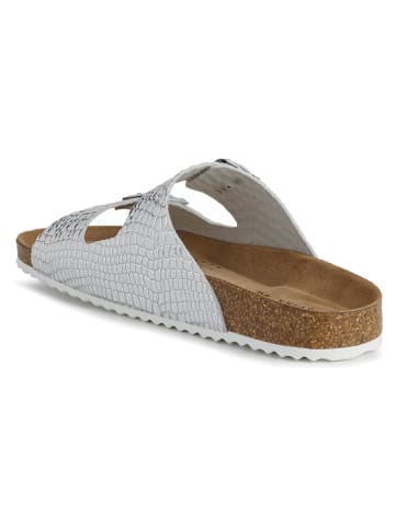 Geox Leren slippers "Brionia" zilverkleurig