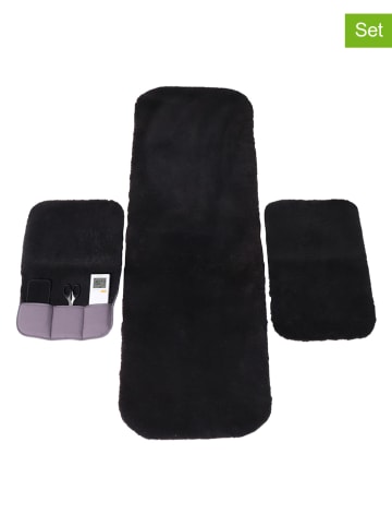 Kaiser Naturfellprodukte 3tlg. Set: Lammfell-Sesselschoner und Armlehnenschoner in Schwarz
