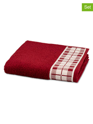 Möve for Frottana 2-delige set: badhanddoeken "Tartan" rood