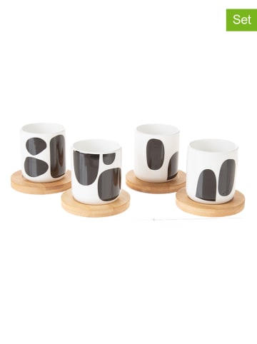 Deco Lorrie 4er-Set: Tassen in Weiß/ Schwarz