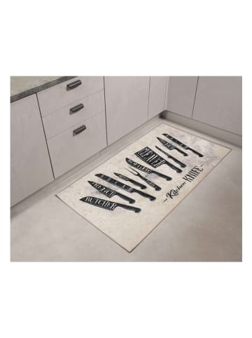 Nazar Webteppich "Stampa" in Creme/ Schwarz