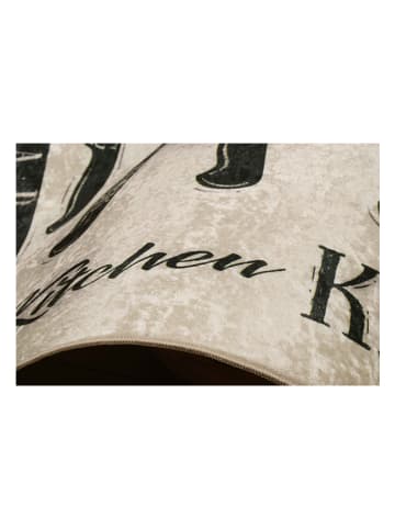 Nazar Webteppich "Stampa" in Creme/ Schwarz