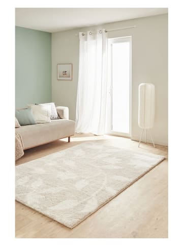 Nazar Hochflor-Teppich "Shaggy" in Beige/ Weiß