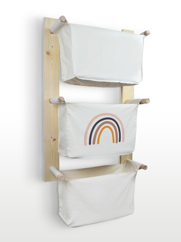 Woody Kids Wandregal "Montessori" in Natur/ Weiß - (B)40 x (H)90 x (T)15 cm