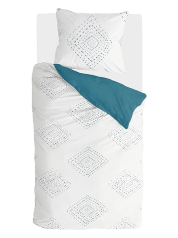 Walra Beddengoedset "Boho Stitches" wit/blauw
