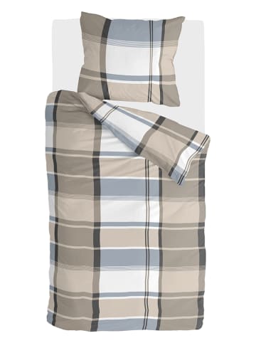 Byrklund Bettwäsche-Set "Big Squares" in Beige/ Weiß