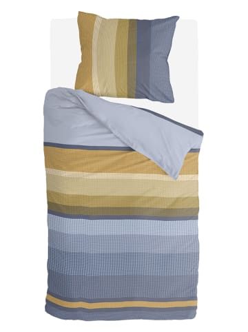 Byrklund Bettwäsche-Set "Golden Stripes" in Blau/ Gelb