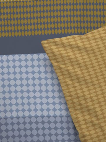 Byrklund Bettwäsche-Set "Golden Stripes" in Blau/ Gelb